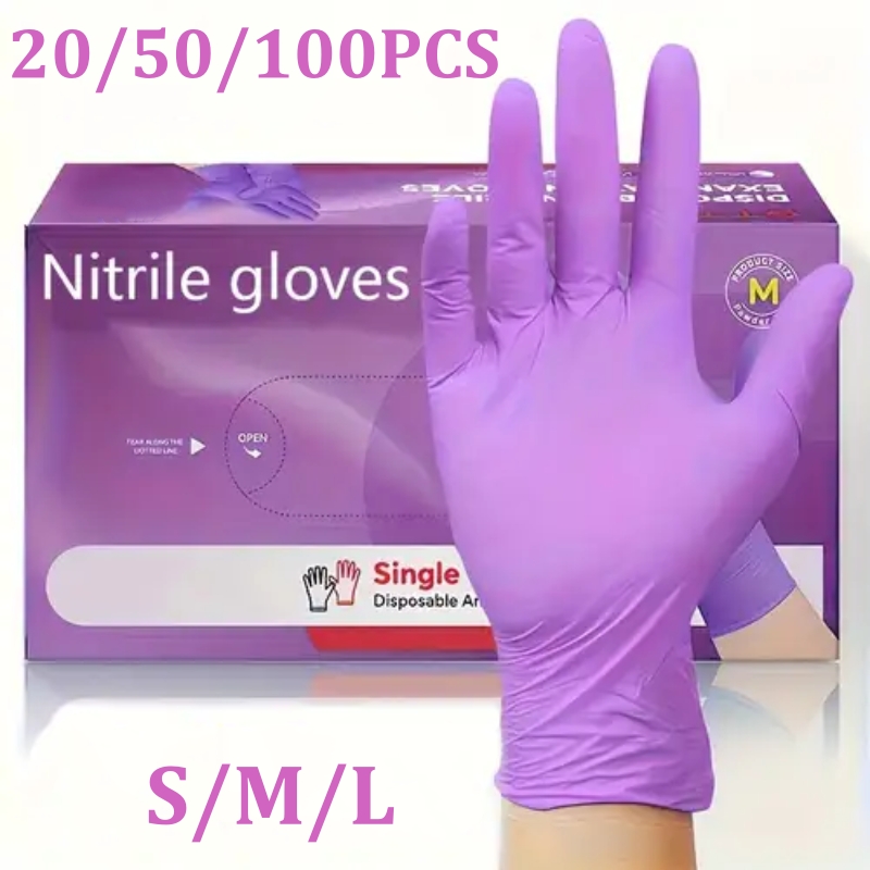 Garden Gloves - 50/100 SZTUK Fioletowe Rękawice Nitrylowe Jednorazowe